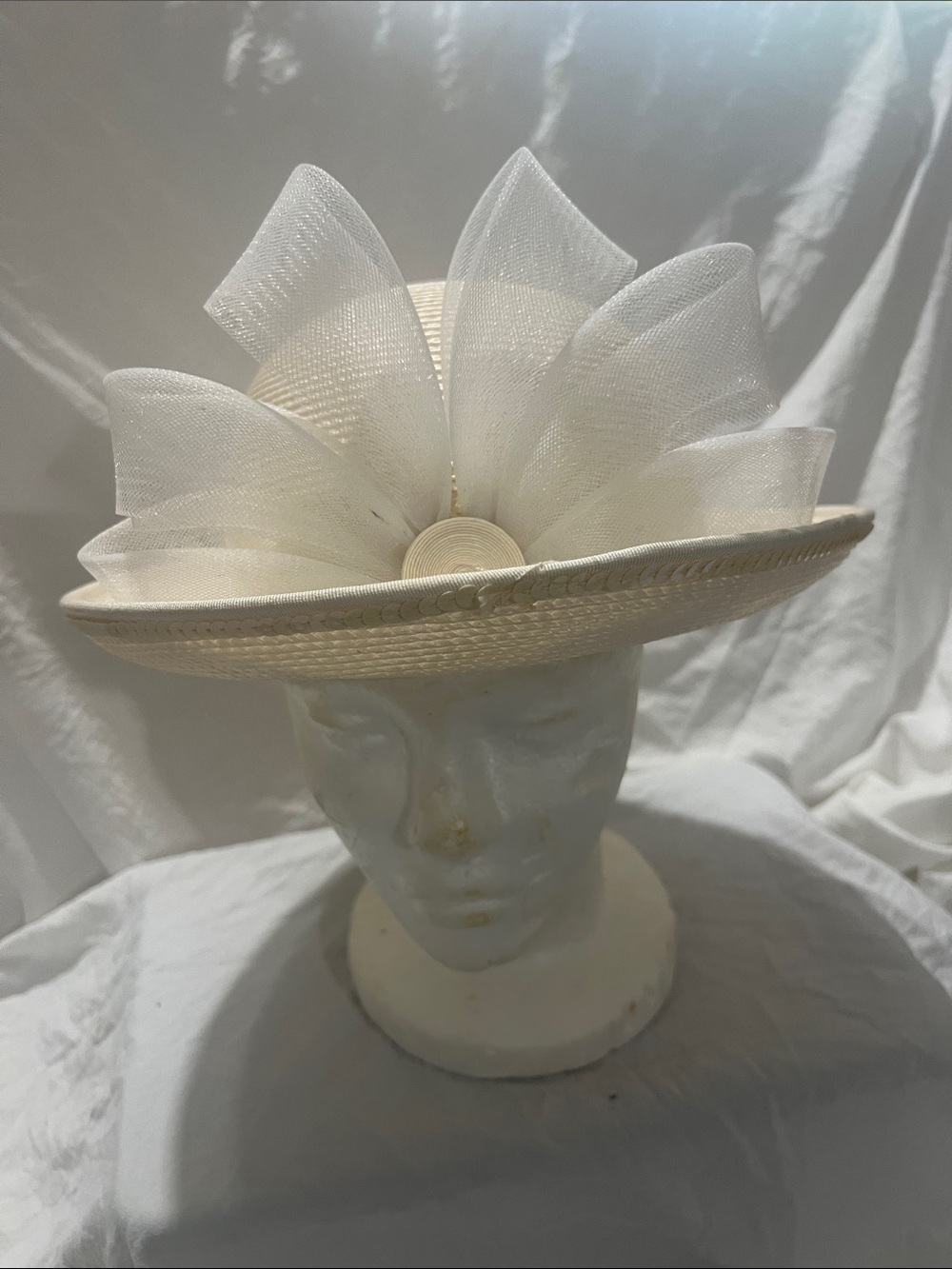 Classic White Floral Saucer Hat - Women Accessories by Deborah New York